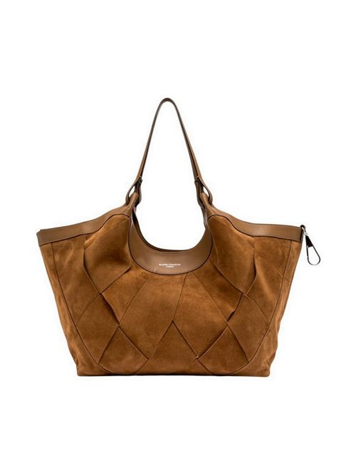 borsa donna dua grande in camoscio intrecciato caramello Gianni Chiarini | BS12350-INT-CM1478